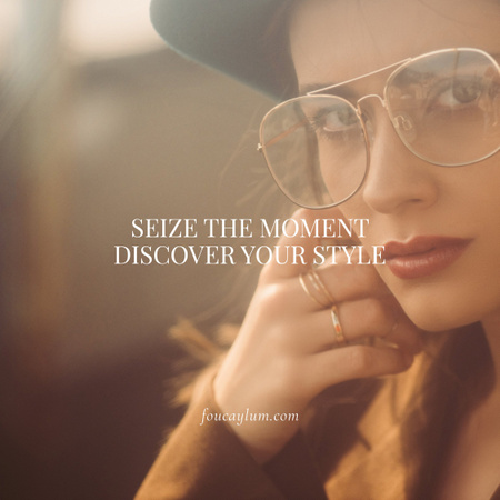 Fashion Quote with Stylish Woman in Vintage Outfit Instagram Design Template