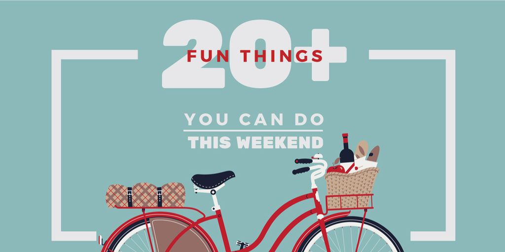 Weekend Ideas with Red Bicycle with Food Image Modelo de Design