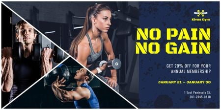 Gym Membership Offer People Exercising Image Tasarım Şablonu