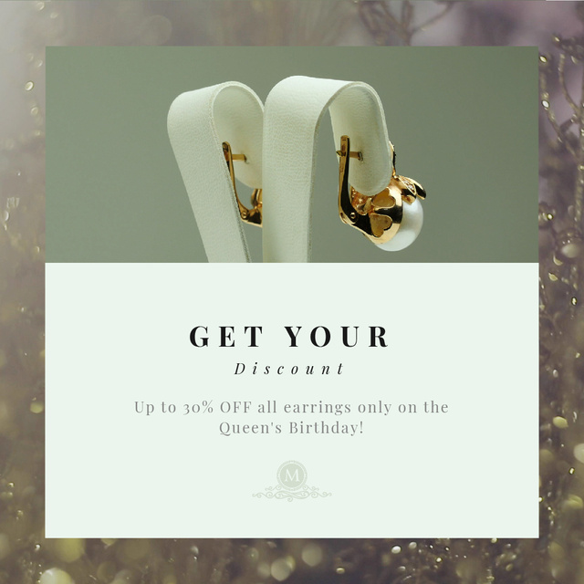 Queen's Birthday Sale Jewelry with Diamonds and Pearls Animated Post – шаблон для дизайна