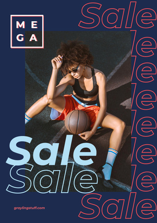 Designvorlage Woman holding basketball ball für Poster