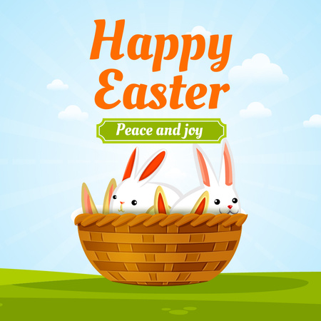 Easter bunnies in basket Animated Post tervezősablon
