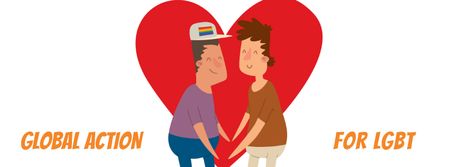 LGBT Lovers on Rainbow Heart Facebook Video cover – шаблон для дизайну