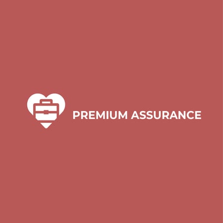 Assurance Business Ad with Briefcase in Heart Logo Πρότυπο σχεδίασης