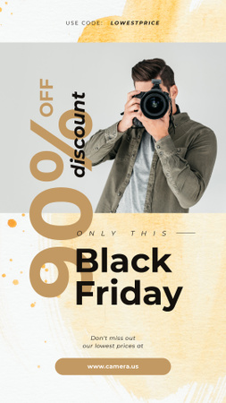 Black Friday Sale Man taking photo Instagram Story Design Template