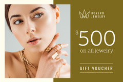 Jewelry Offer with Woman in Golden Rings