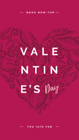 Modèle de visuel Decorative Valentine's Heart illustration with leaves - Instagram Story