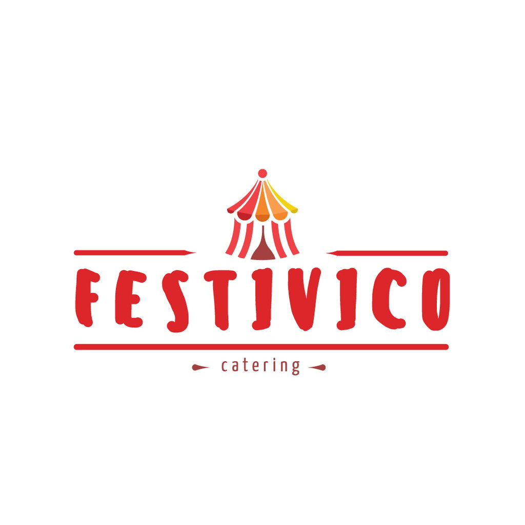 Designvorlage Catering Services Ad with Circus Tent in Red für Logo