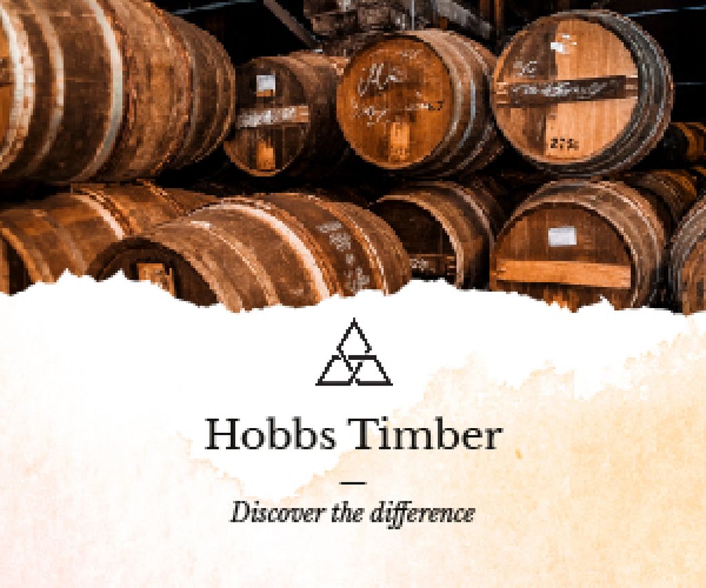 Plantilla de diseño de Timber Ad Wooden Barrels in Cellar Medium Rectangle 