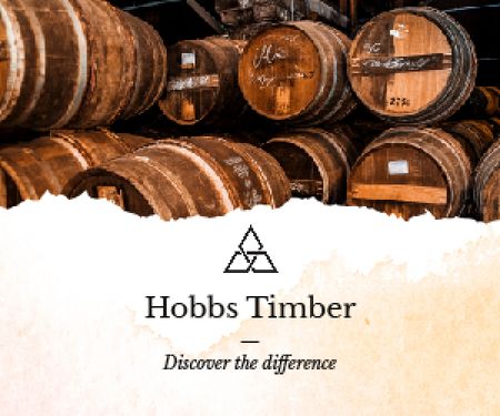 Timber Ad Wooden Barrels in Cellar Medium Rectangle – шаблон для дизайну