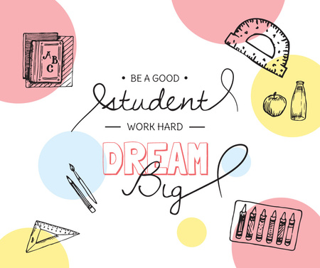 Education Quote and Stationery sketches Facebookデザインテンプレート