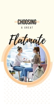 Women flatmates drinking coffee at cafe Graphic Tasarım Şablonu