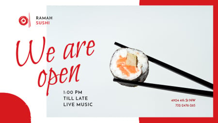 Restaurant promotion with Asian Sushi dish FB event cover Design Template