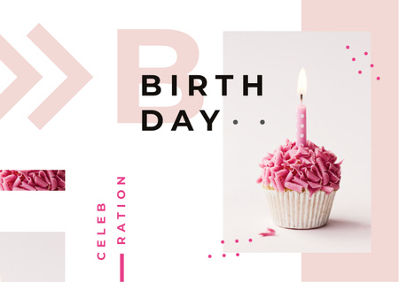 Template di design Birthday candle on cupcake Card