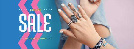 Jewelry Sale Woman in Precious Rings Facebook cover Design Template
