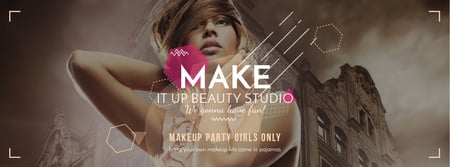 Makeup party for girls Facebook cover Design Template