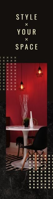 Stylish Dining Room in Red Tones Skyscraper – шаблон для дизайну