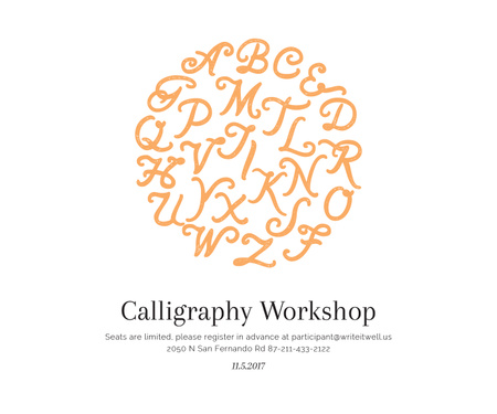Modèle de visuel Calligraphy Workshop Announcement Letters on White - Large Rectangle