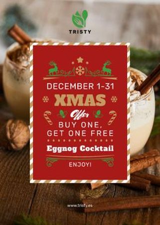 Christmas Drinks Offer Glasses with Eggnog Flayer Design Template