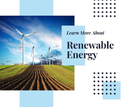 Renewable Energy with Wind Turbines Farm Large Rectangle Design Template