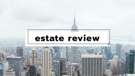 Real Estate review with City Skyscrapers Youtube Thumbnail Design Template