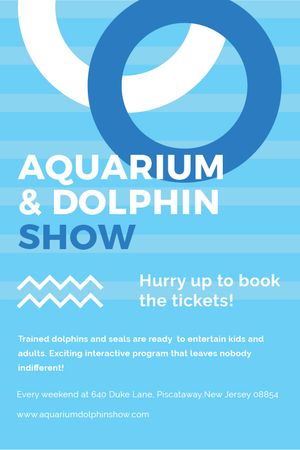 Designvorlage Aquarium Dolphin show invitation in blue für Tumblr