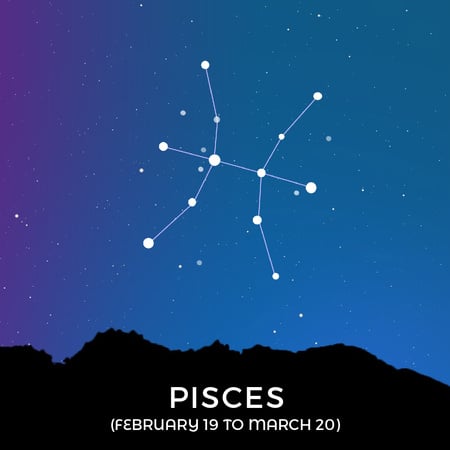 Night Sky With Pisces Constellation Animated Post Design Template