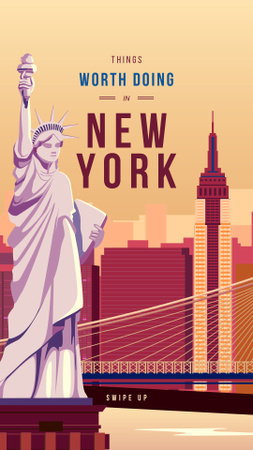 New York city with Liberty Statue Instagram Story Design Template