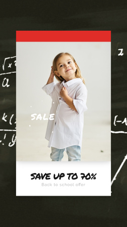Back to School Sale Smiling Girl in Shirt Instagram Video Story Design Template