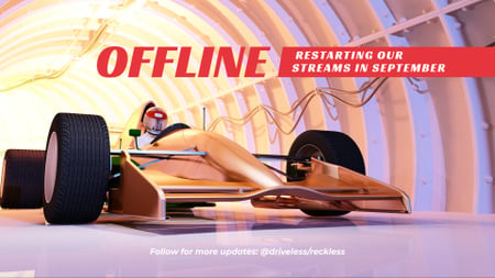 Racer on Modern Car in Tunnel Twitch Offline Banner Šablona návrhu