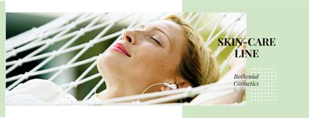 Skincare Ad with Woman Resting in Hammock Facebook cover Design Template