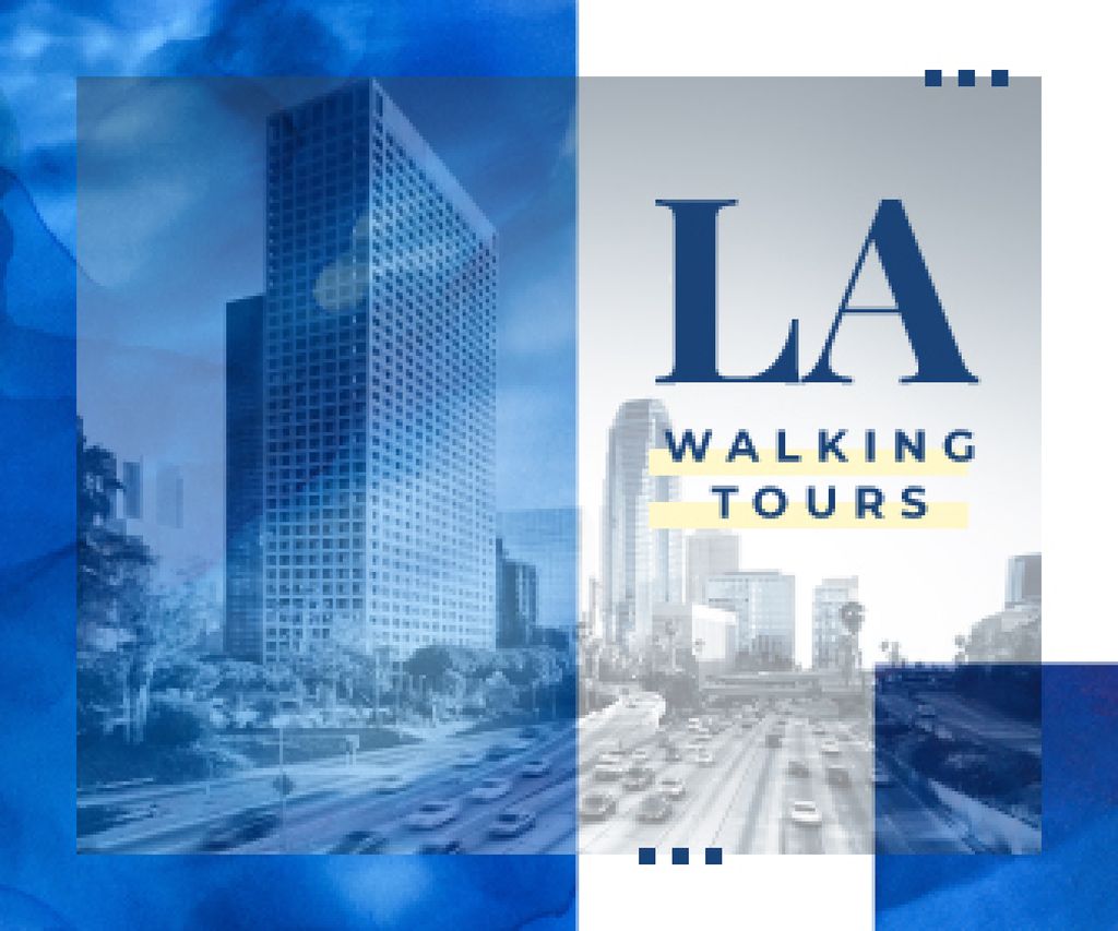 Los Angeles City Tours Offer in Blue Large Rectangle – шаблон для дизайну