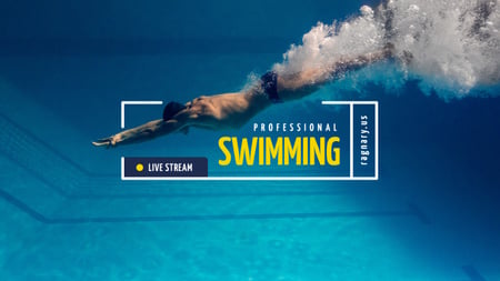 Swimming Lessons Ad with Swimmer Diving Youtube Design Template