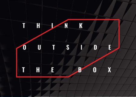 Think outside the box Quote on black tiles Postcardデザインテンプレート
