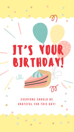 Piece of cake with balloons Instagram Story Design Template