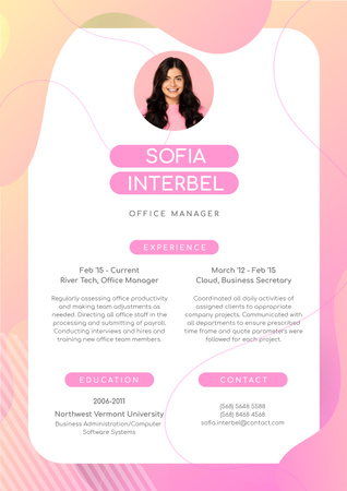 Template di design Office Manager skills and experience Resume