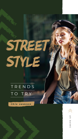 Template di design Stylish girl wearing leather jacket Instagram Story