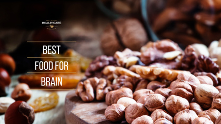 Plantilla de diseño de Quote about Brain with Nuts Presentation Wide 