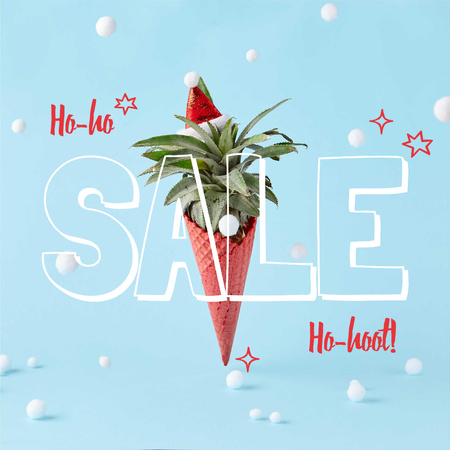 Christmas Sale with Tropical cone Instagram Design Template