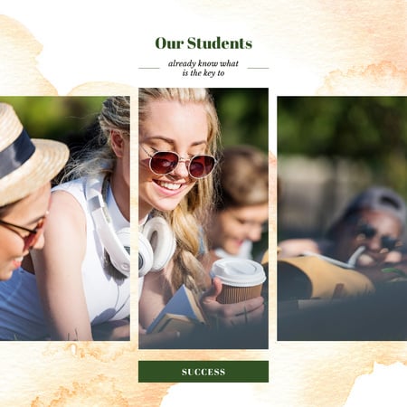 Young People Reading Outdoors Instagram AD Modelo de Design