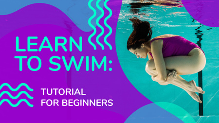 Swimming Lessons Woman Diving in Pool Youtube Thumbnail Design Template