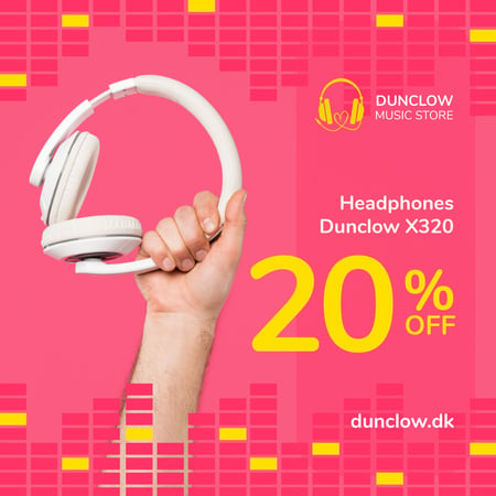 Plantilla de diseño de Electronics Offer Hand with Headphones on Pink Instagram AD 