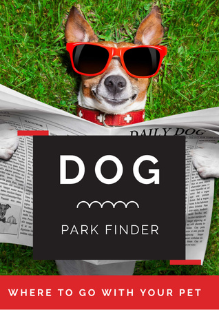 Modèle de visuel Cute Dog in sunglasses in Park - Poster