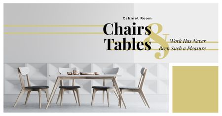Stylish Dining Room Interior in White Facebook AD Modelo de Design