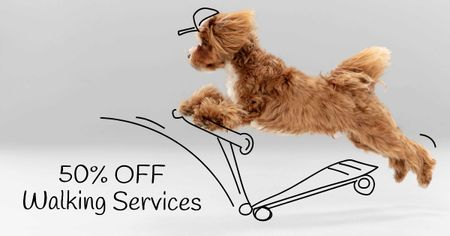 Funny Dog for Walking Services offer Facebook AD Design Template