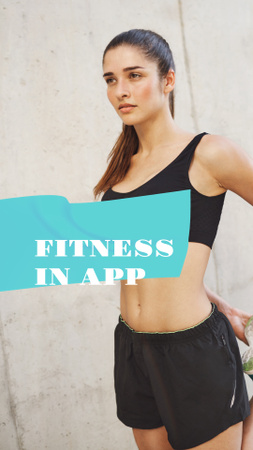 Fitness App promotion with Woman at Workout Instagram Story Design Template