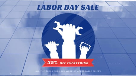 Platilla de diseño Labor Day Sale Hands with Tools Full HD video