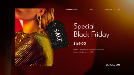 Template di design Donna di vendita di Black Friday in vestito lucido Full HD video