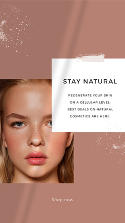 Cosmetics Offer with Girl without makeup Instagram Story Design Template