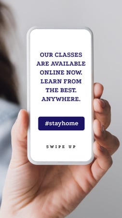 Ontwerpsjabloon van Instagram Story van #StayHome Online Education Platform on Phone screen